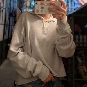 brandy melville gray collared tee